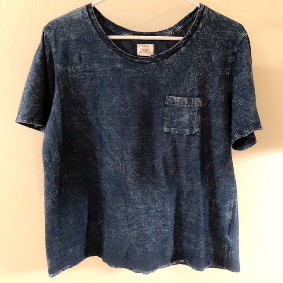 RVCA Tops - RVCA Distressed Indigo Tee